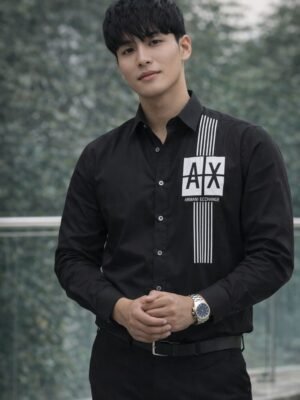 Premium Drezola Men’s Black Signature Logo Shirt | Slim Fit Premium Cotton |