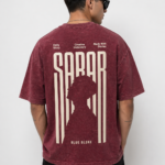 Men Oversized Dusty Maroon Acid Wash T-Shirt | Drop Shoulder Graphic Printed T-Shirt for Men | Streetwear
