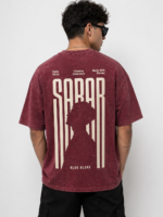 Men Oversized Dusty Maroon Acid Wash T-Shirt | Drop Shoulder Graphic Printed T-Shirt for Men | Streetwear