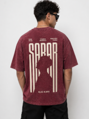 Men Oversized Dusty Maroon Acid Wash T-Shirt | Drop Shoulder Graphic Printed T-Shirt for Men | Streetwear