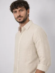 Men Beige Casual Shirt | Premium Cotton Linen Shirt for Men - Image 2