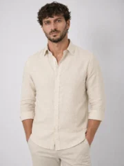 Men Beige Casual Shirt | Premium Cotton Linen Shirt for Men - Image 4