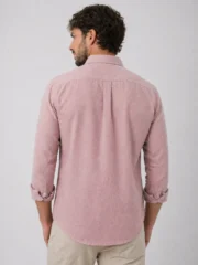Men Dusty Pink Casual Shirt | Premium Cotton Linen Shirt for Men | Stylish Regular Fit Full Sleeve Shirt - Image 3