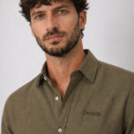 Men Olive Green Casual Shirt | Premium Cotton Linen Shirt for Men | Stylish Regular Fit