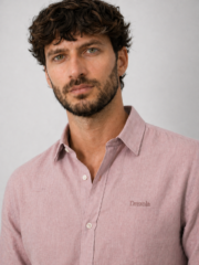Men Dusty Pink Casual Shirt | Premium Cotton Linen Shirt for Men | Stylish Regular Fit Full Sleeve Shirt