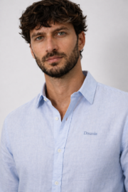Premium Sky Blue Cotton Linen Shirt for Men | Stylish Regular Fit Full Sleeve Shirt