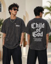 Men Oversized  Grey Acid Wash T-Shirt | Drop Shoulder Graphic Printed T-Shirt for Men - Image 4