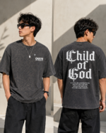 Men Oversized  Grey Acid Wash T-Shirt | Drop Shoulder Graphic Printed T-Shirt for Men - Image 2