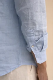 Premium Sky Blue Cotton Linen Shirt for Men | Stylish Regular Fit Full Sleeve Shirt - Image 4