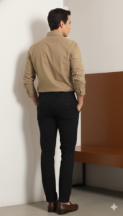 Oakyr Best Oxford Premium Slim-Fit Cotton Casual Shirt – Solid Beige - Image 3