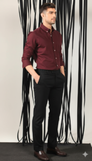 Oakyr Best Oxford Premium  Wine MaroonMen’s Cotton Casual Shirt - Image 2