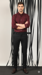 Oakyr Best Oxford Premium  Wine MaroonMen’s Cotton Casual Shirt - Image 3
