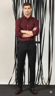 Oakyr Best Oxford Premium  Wine MaroonMen’s Cotton Casual Shirt - Image 3