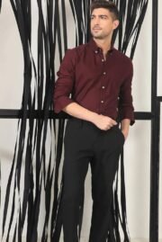 Oakyr Best Oxford Premium  Wine MaroonMen’s Cotton Casual Shirt - Image 7