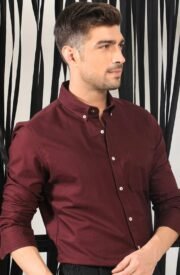 Oakyr Best Oxford Premium  Wine MaroonMen’s Cotton Casual Shirt