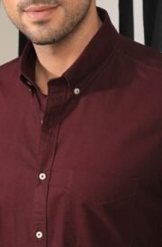 Oakyr Best Oxford Premium  Wine MaroonMen’s Cotton Casual Shirt - Image 5