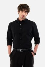 Oakyr Best Oxford Men’s Solid Black Slim-Fit Button-Down Shirt - Image 2