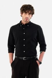 Oakyr Best Oxford Men’s Solid Black Slim-Fit Button-Down Shirt - Image 2