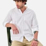 Best Premium Oxford Men’s White Cotton Casual Shirt – Slim Fit Solid White Button-Down Shirt