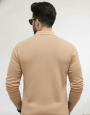 Light Camel Full Sleeve Zip T-Shirt - Image 2